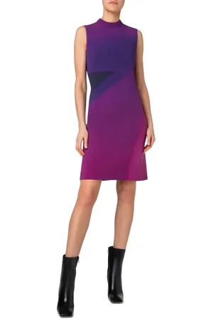 AKRIS Alt Magenta Print Wool Stretch Crepe Dress in at Nordstrom, Size 2