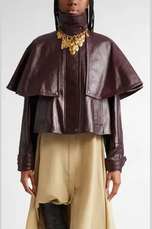 Chloé Glossy Lambskin Leather Jacket in at Nordstrom, Size 8 Us