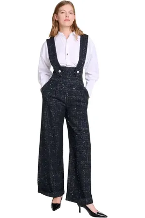 Maje Wide-leg trousers with tweed braces in at Nordstrom, Size 34 Eu