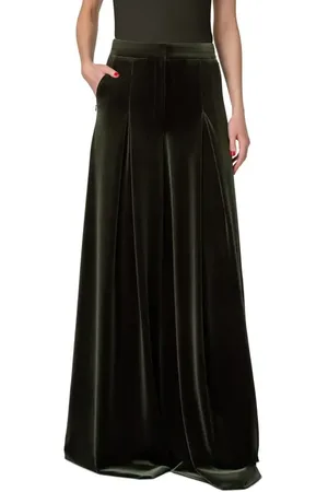 AKRIS Fiorello Pleated Velvet Palazzo Pants in at Nordstrom, Size 4