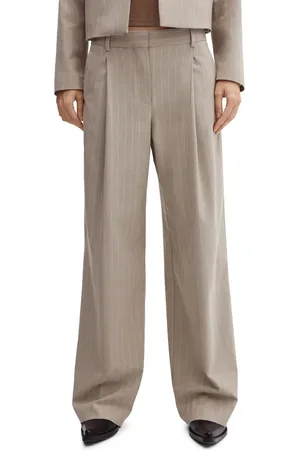 MANGO Pinstripe Wide Leg Suit Pants in at Nordstrom, Size 4