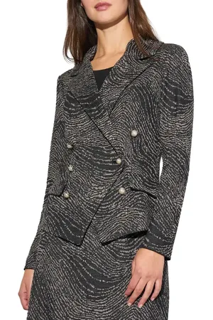 Ming Wang Heritage Fit Double Breasted Knit Blazer in at Nordstrom, Size X-Small