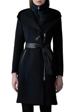 Mackage Shia-SLB 2-in-1 Double Face Wool Coat with Removable Bib in at Nordstrom, Size X-Small