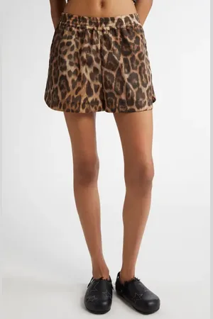 Stella McCartney Leopard Print Nylon Shorts in at Nordstrom, Size 6 Us