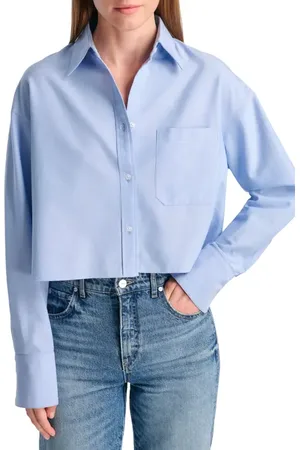 TWP Little Big Joe Boxy Crop Cotton Button-Up Shirt in at Nordstrom, Size X-Small