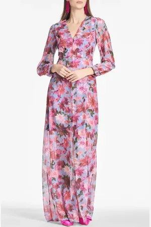 Sachin & Babi Penny Long Sleeve Chiffon A-Line Gown in at Nordstrom, Size 2
