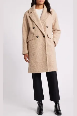 BCBG Max Azria Double Breasted Boucl?? Coat in at Nordstrom, Size Large