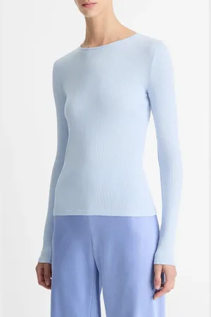 Vince Rib Pima Cotton Long Sleeve Crewneck T-Shirt in at Nordstrom, Size X-Large