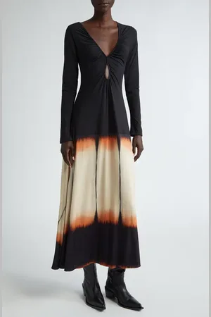 JOHANNA ORTIZ Dibujo Simbolico Long Sleeve Stretch Satin Dress in at Nordstrom, Size 12