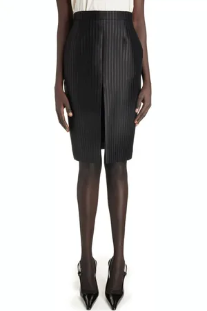 Saint Laurent Stripe Wool & Silk Skirt in at Nordstrom, Size 4 Us