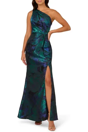 Adrianna Papell One-Shoulder Jacquard Gown in at Nordstrom, Size 14