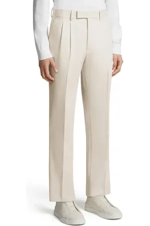 Ermenegildo Zegna Pleated Cotton & Wool Trousers in at Nordstrom, Size 34 Us