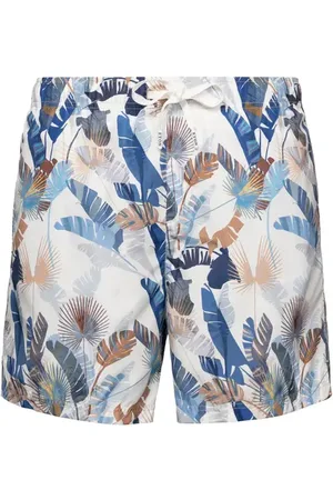 Eton Leaf Print Swim Trunks in at Nordstrom, Size Large