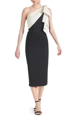 Sachin & Babi Shane Bow One-Shoulder Midi Dress in at Nordstrom, Size 10