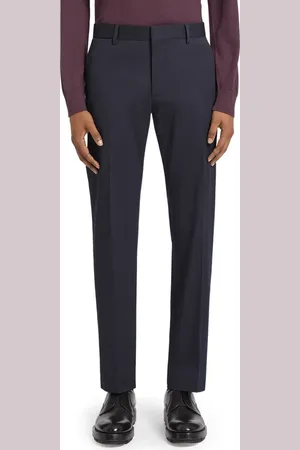 Ermenegildo Zegna Flat Front Stretch Cotton Gabardine Trousers in at Nordstrom, Size 30 Us