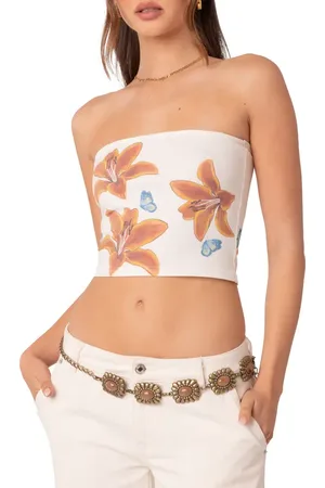 Edikted Tiger Lily Print Cotton Tube Top in at Nordstrom, Size X-Small