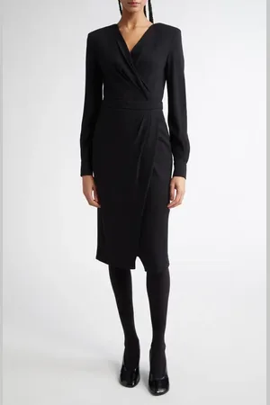 Max Mara Virtus Long Sleeve Jersey Faux Wrap Dress in at Nordstrom, Size 10