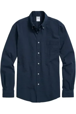Brooks Brothers Solid Stretch Seersucker Button-Down Shirt in at Nordstrom, Size Small