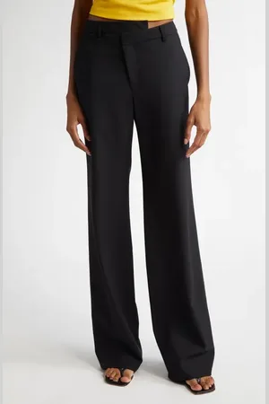 MONSE Asymmetric Waistband Stretch Wool Trousers in at Nordstrom, Size 4