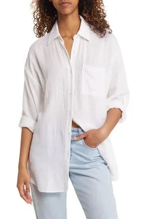 Rip Curl Premium Linen Button-Up Blouse in at Nordstrom, Size Xx-Small