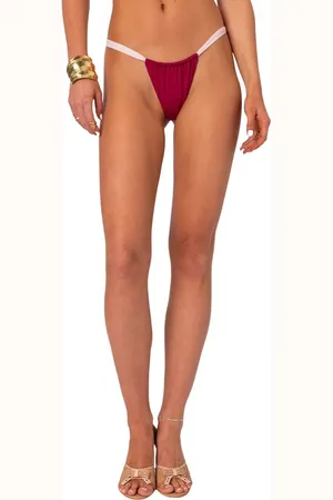 Edikted Leanna Contrast String Bikini Bottoms in at Nordstrom, Size X-Small
