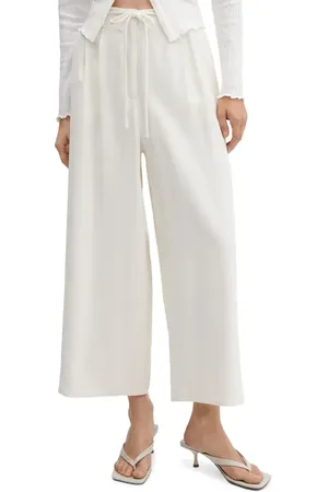 MANGO Tie Belt Wide Leg Pants in at Nordstrom, Size Medium