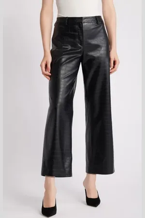 Kobi Halperin Croc Embossed Faux Leather Crop Wide Leg Pants in at Nordstrom, Size 4