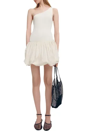 MANGO Rib One-Shoulder Bubble Minidress in at Nordstrom, Size 4