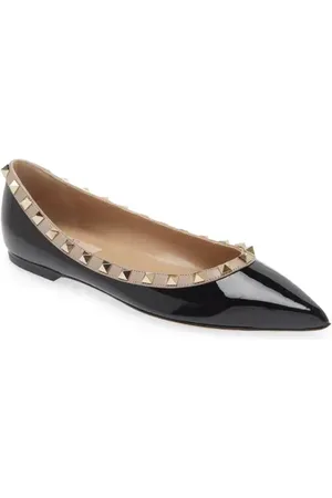VALENTINO GARAVANI Rockstud Pointed Toe Ballerina Flat in at Nordstrom, Size 9Us