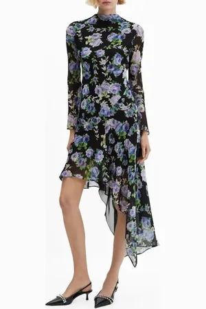 MANGO Salma Asymmetric Long Sleeve Dress in at Nordstrom, Size 2