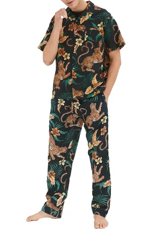 Desmond & Dempsey Cheetah Print Short Sleeve Cotton Pajamas in at Nordstrom, Size X-Large