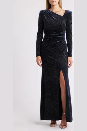 Vince Camuto Metallic Velvet Long Sleeve Gown in at Nordstrom, Size 0