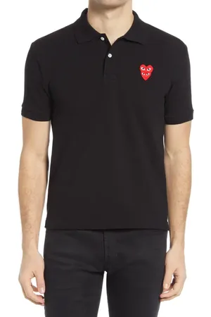 Comme des Garçons Layered Hearts Short Sleeve Appliqu?? Polo in at Nordstrom, Size Small