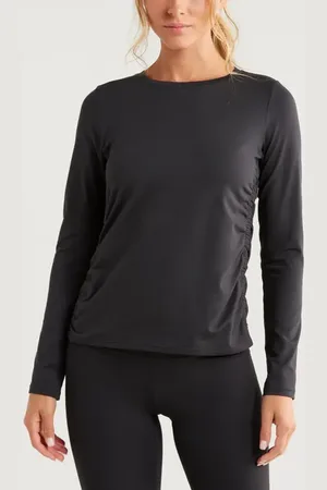 Zella Ruched Long Sleeve T-Shirt in at Nordstrom, Size X-Small