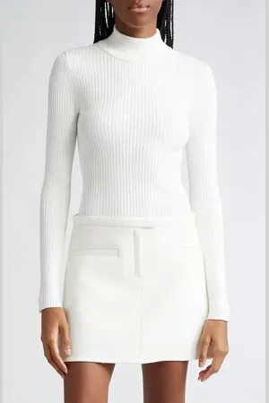 Courrèges Mock Neck Rib Sweater in at Nordstrom, Size X-Small