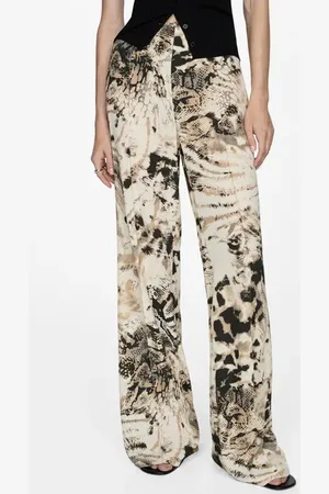 MANGO Fluid Animal Print Pants in at Nordstrom, Size 6