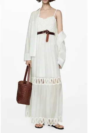 MANGO Embroidered Lace Inset Maxi Dress in at Nordstrom, Size 4