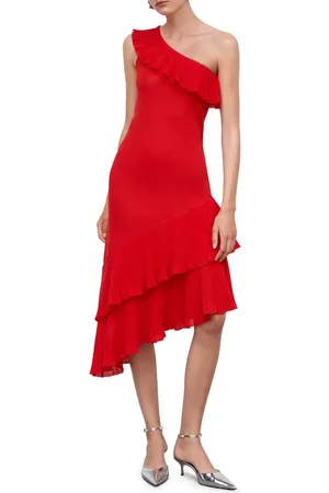 MANGO Ruffle One-Shoulder Asymmetric Dress in at Nordstrom, Size 10