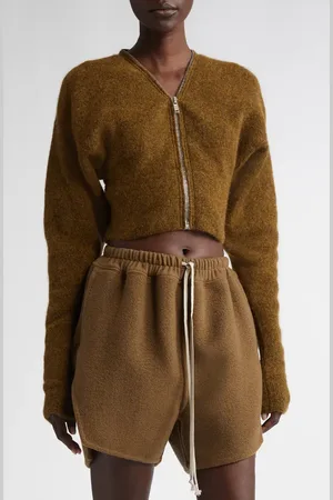 Rick Owens Zip Detail Crop Alpaca Blend Cardigan in at Nordstrom, Size Small