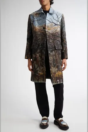 Endless Joy Arcadia Cotton & Wool Jacquard Button-Up Overcoat in at Nordstrom, Size Medium