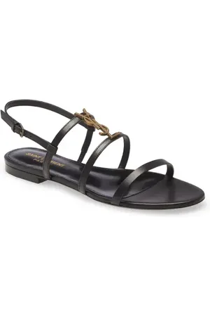 Saint Laurent Cassandra YSL Logo Strappy Sandal in at Nordstrom, Size 5Us