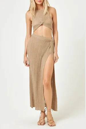 L*Space Heart of Gold Metallic Crop Cover-Up Top in at Nordstrom, Size Medium