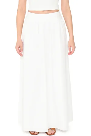 WAYF Nicole Pleated Cotton Maxi Skirt in at Nordstrom, Size Medium