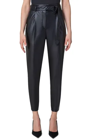 AKRIS Fred Belted Tapered Faux Leather Ankle Pants in at Nordstrom, Size 8