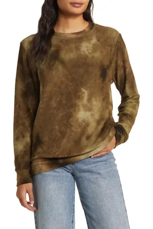 Loveappella Tie Dye Long Sleeve Hacci Knit Top in at Nordstrom, Size X-Small