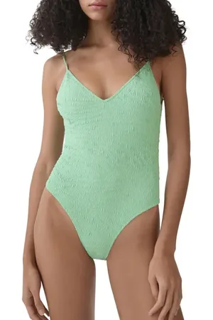 MANGO Samos Textured One-Piece Swimsuit in at Nordstrom, Size Large