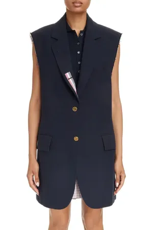 Thom Browne Oversize Sleeveless Cotton Blend Blazer in at Nordstrom, Size 6 Us