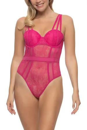 Black Bow Anika Push-Up Thong Bodysuit in at Nordstrom, Size Large