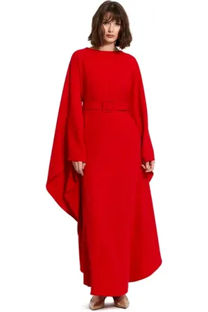 Mac Duggal Crepe Boat Neck Belt Detail Shawl Gown in at Nordstrom, Size X-Large