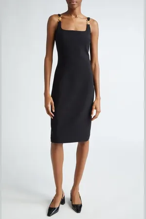 VERSACE Medusa Strap Detail Square Neck Sheath Dress in at Nordstrom, Size 4 Us